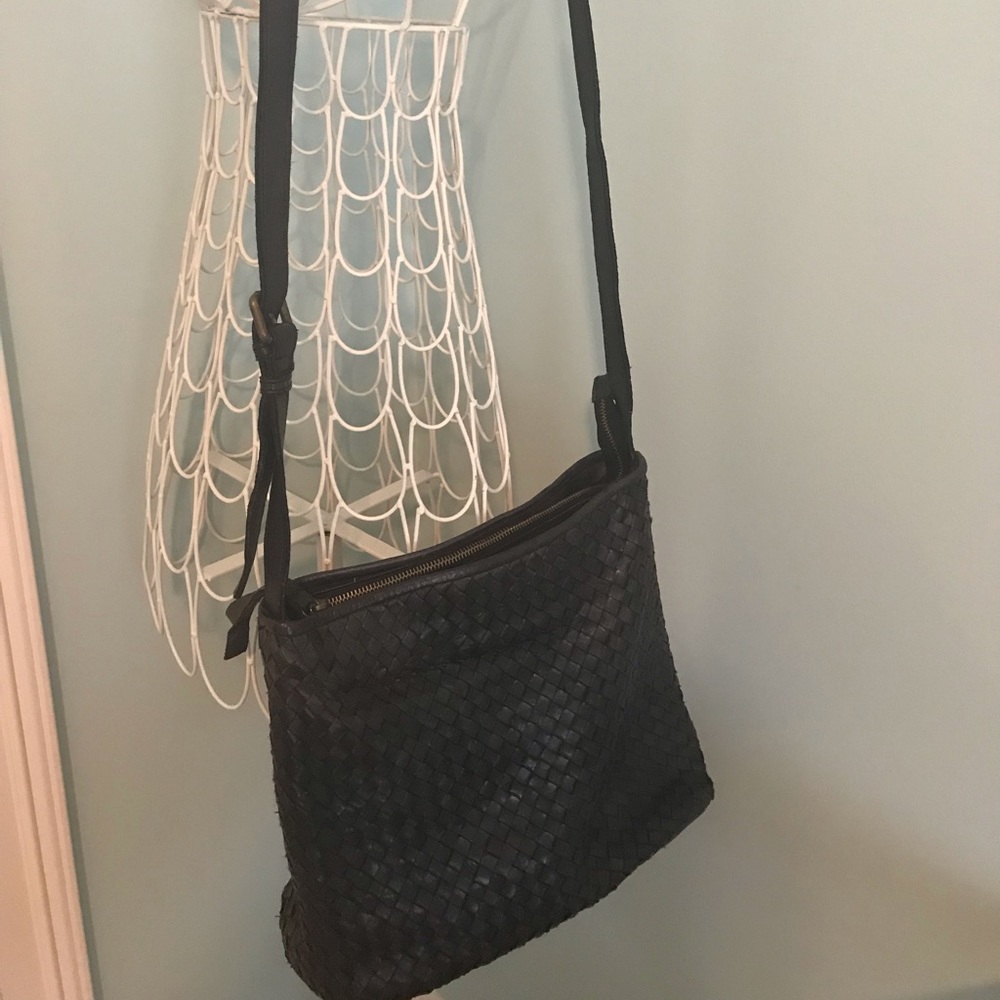 Valentina cross body woven leather hobo bag